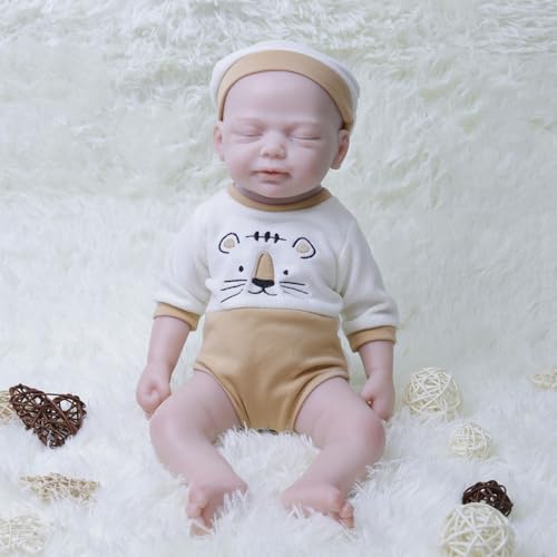 COSDOLL Silikon Reborn Puppe Jungen 45 cm - Lebensechte Babypuppen Realistische Kinderpuppe Baby Doll Vollsilikon, Geschenke Für Mädchen Kinder 6+ von COSDOLL