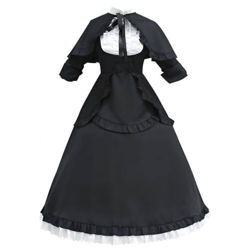 COSDREAMER Anime Cosplay Kostüm Damen schwarzes Kleid Komplettes Set Halloween Maskerade Ballkleid von COSDREAMER