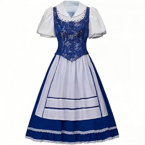 COSDREAMER Blaues Dienstmädchen-Dorfkleid Prinzessin Belle Halloween Cosplay Kostüm von COSDREAMER