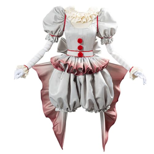 COSDREAMER Clown-Kostüm für Erwachsene, Halloween, Cosplay, Rollenspiel, Kleid, Kragen, Hose, Schleife, Handschuhe, Set von COSDREAMER