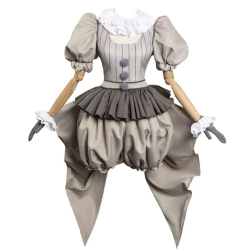 COSDREAMER Clown-Kostüm für Erwachsene, Halloween, Cosplay, Rollenspiel, Kleid, Kragen, Hose, Schleife, Handschuhe, Set von COSDREAMER