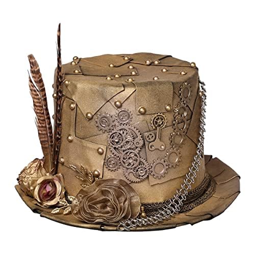 COSDREAMER Damen Steampunk Uhr Zifferblatt Blume Zylinder Feder Halloween Kostüm Hut (60 cm) B von COSDREAMER