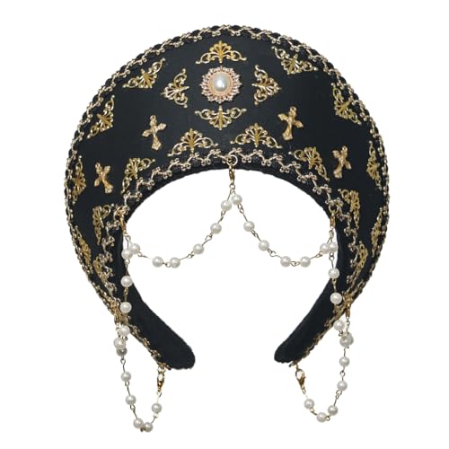 COSDREAMER Damenkreuz Tudor Renaissance Kopfschmuck Royal French Hood Coronet Kopfschmuck (A) von COSDREAMER