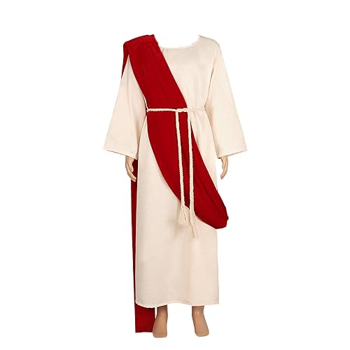 COSDREAMER Erwachsene Halloween Jesus Kostüm Christ Saint Robe biblische religiöse Schal Schal Taille Seil Fancy Kleid Set (DE/NL/SE/PL, Alphanumerisch, XL, Regular, Regular, weiß) (weiß, 3XL) von COSDREAMER