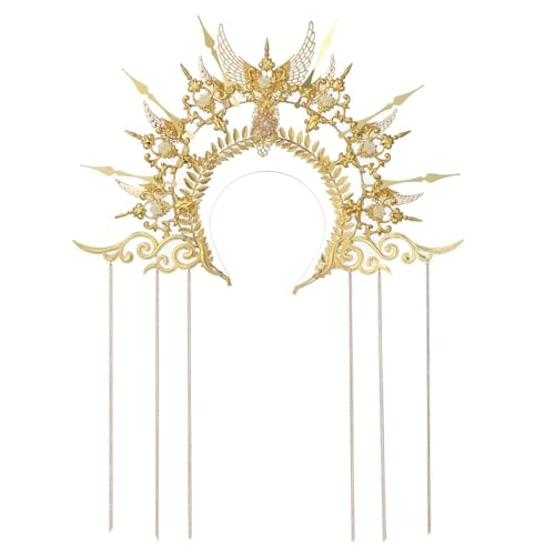 COSDREAMER Goldene Blume Schafhorn Haarband Gothic Kopfbedeckung Kostüm Steampunk Cosplay (E) von COSDREAMER