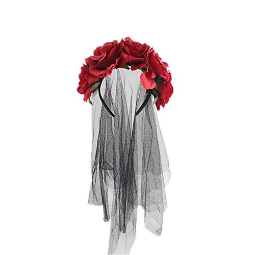 COSDREAMER Haarreif für Damen, Rose, Blume, Rot, Punk, Gothic, Krone, Haarband, (B) von COSDREAMER