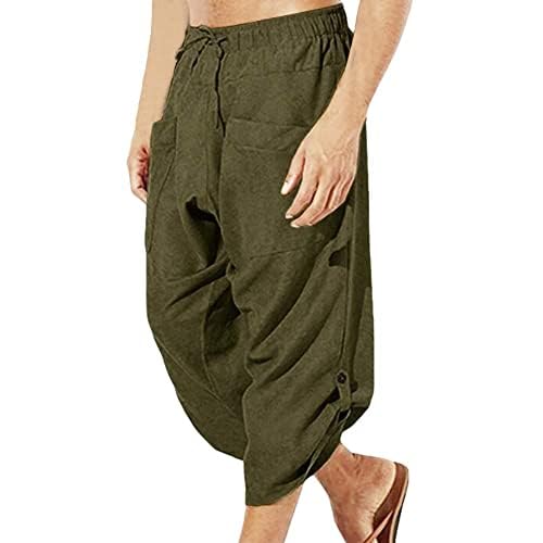 COSDREAMER Herren Mittelalter Hose Wikinger Pirat Kostüm Hose (M, Olive 3/4) von COSDREAMER