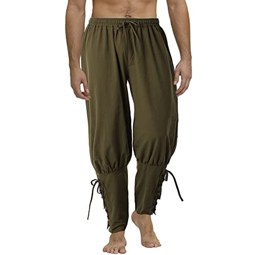 COSDREAMER Herren Mittelalterhose Wikinger Piraten Kostümhose Grau 2XL von COSDREAMER