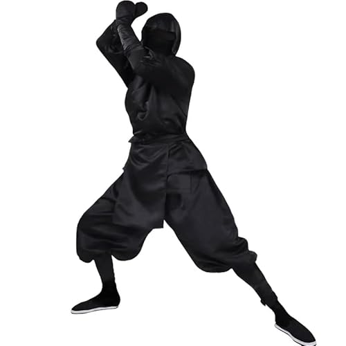 COSDREAMER Herren Schwarze japanische Ninja Cosplay Kostüm Uniform Anzug Halloween Karneval von COSDREAMER