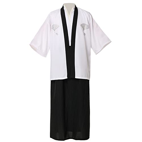 COSDREAMER Japanisches Yukata-Kimono-Kostüm für Herren, Weiss/opulenter Garten,medium (Weiß, XL) von COSDREAMER