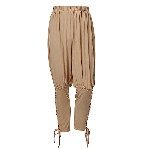 COSDREAMER Mittelalterliche Wikinger-Piratenhose für Herren, Weiß, Medium, Kaffee, 3ZL von COSDREAMER