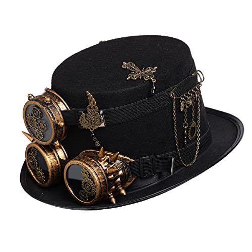 COSDREAMER Steampunk Top Hüte Goggle Gear Hut (schwarz, 58 cm) von COSDREAMER