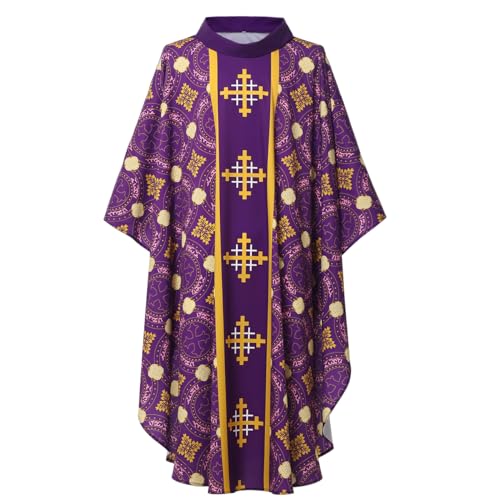 COSDREAMER Unisex Kirche Vestments Priester Clergy Chasuble katholische Masse Kostüm Robe (lila, XL) von COSDREAMER