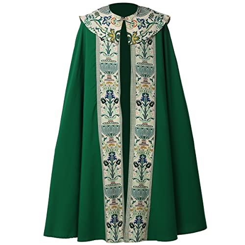 COSDREAMER Unisex Kirche katholische Vestments Cope Priester Celebrant Chasuble Mass Vestments Robe Cape (Grün, X-Large) von COSDREAMER