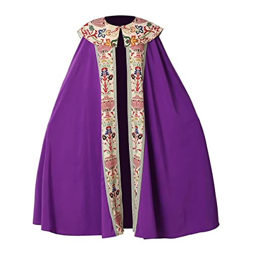 COSDREAMER Unisex Kirche katholische Vestments Cope Priester Celebrant Chasuble Mass Vestments Robe Cape (lila, XL) von COSDREAMER