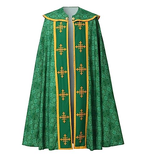 COSDREAMER Unisex Kirche katholische Westments Umhang Umhang Priester Feier Chasuble Masse Vestments Robe, Grün, Medium von COSDREAMER