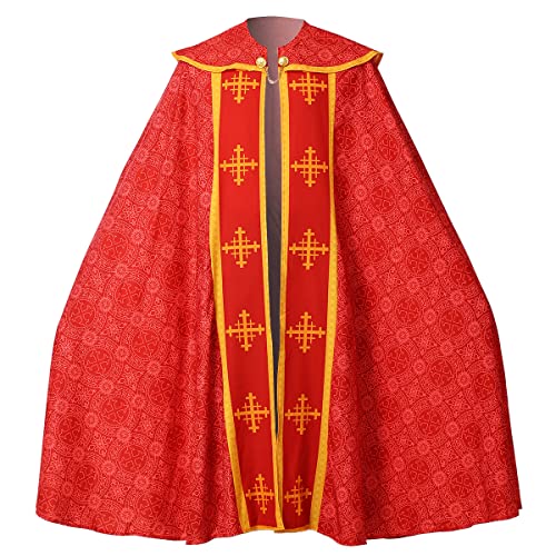 COSDREAMER Unisex Kirche katholische Westments Umhang Umhang Priester Feier Chasuble Masse Vestments Robe, Rot, X-Large von COSDREAMER