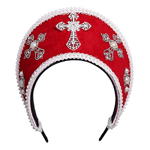 COSDREAMER Damen Kopfschmuck Tudor Renaissance Royal French Hood Coronet (Win Red) von COSDREAMER