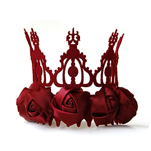 Gothic Lolita Rose Blume Stirnband Punk Krone Haarbänder (Rot 2) von COSDREAMER