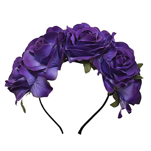 Gothic Lolita Rose Blume Stirnband Punk Krone Haarbänder (lila) von COSDREAMER