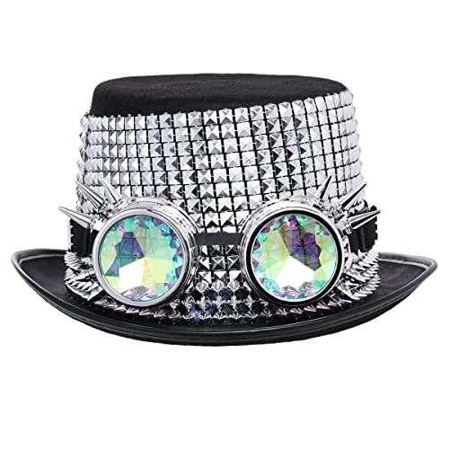 COSDREAMER Steampunk Top Hüte Goggle Gear Hut für Damen und Herren Gr. medium,Silber (60cm,) von COSDREAMER