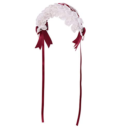 Mädchen Dienstmädchen Cosplay Stirnband Spitze Blume Kopfbedeckung (Rot) von COSDREAMER