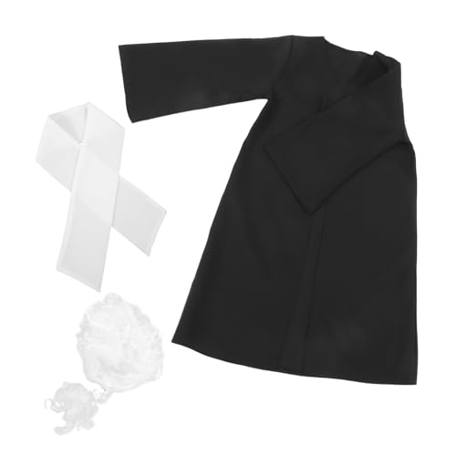 1 Satz Richteruniform für Halloween-Kostümzubehör Piraten-Accessoires für Herren perücke Richter-Rollenspielkostüm Richtermantel für Kleinkinder Polyester Black COSMEVIVI von COSMEVIVI