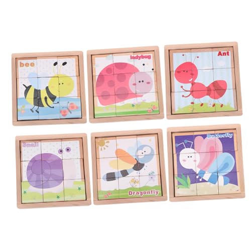 1 Satz Sechsseitige Malbausteine Kleinkindspielzeug Spielzeug Stapeln Bausteine ​​für Kinder Kreatives Rätsel Puzzle-Montessori-Spielzeug Cartoon-Puzzle Kinderspielzeug Holz COSMEVIVI von COSMEVIVI