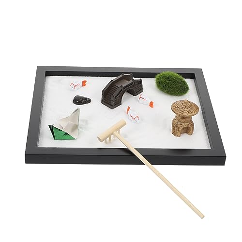 1 Satz Zen-sandtisch Meditationsschmuck Haushaltskunst Tischhandwerk Zu Hause Japanisches Dekor Hause Sandkasten Schmücken Heimdekorationen Dekorativer Sandkasten Sandkorn Black COSMEVIVI von COSMEVIVI