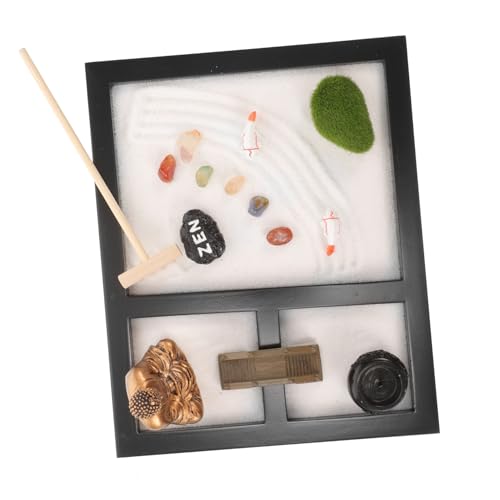 COSMEVIVI 1 Box Zen Sandtisch Japanischer Zen Garten Buddha Zen Garten Künstliche Bonsai Rechen Mikro Landschaftsdekoration Zen Garten Sand Set Stabiles Sand Gartentablett von COSMEVIVI