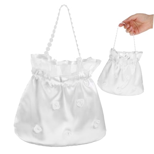 COSMEVIVI 1 Geldtanztasche Braut- Geschenktüten Für Die Hochzeit Hochzeitstaschen Tasche Für Hochzeitsgäste Geldbeutel Tragetasche Brautduschen-geschenkbeutel Brauthochzeitstasche Weiß Stoff von COSMEVIVI