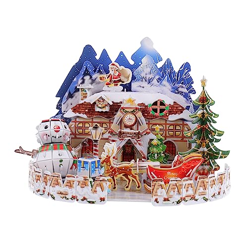 COSMEVIVI 1 Satz 3D-Stereo-Puzzle Weihnachtsfeierzubehör Feiertagspuzzle Für Kinder DIY Weihnachtshaus Puzzle Spielzeug Zusammenbauen Weihnachtsgebäude 3D-Puzzles Papier von COSMEVIVI