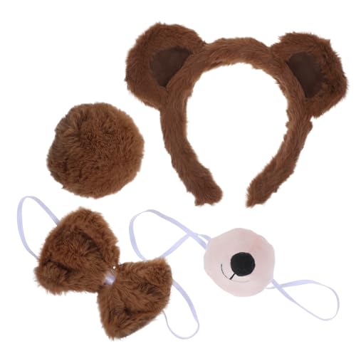 COSMEVIVI 1 Satz Bärenohren-stirnband Anzieh-bärenohr-stirnband Stirnband Mit Bärenohren Falsche Nase Cosplay Tierohr Stirnband Cosplay Bärenohren Stirnband Cosplay-stirnband Plüsch Coffee von COSMEVIVI