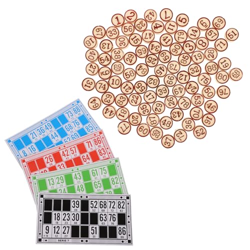 COSMEVIVI 1 Satz Bingo logisches Brettspiel Tombola-Spiel Lotto-Brettspiel Lotto-Familienspiel brettspiele kartenspiel Spielversorgung logisches Schachspiel Schachspielspielzeug Holz rot von COSMEVIVI