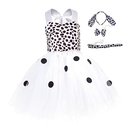 COSMEVIVI 1 Satz Dalmatinisches Prinzessinnenkleid Tutu-Rock für Hunde Geflecktes Hundeohren-Stirnband halloween costume halloween kleidung Rock für Kleinkindermädchen gepunktetes Kleid von COSMEVIVI