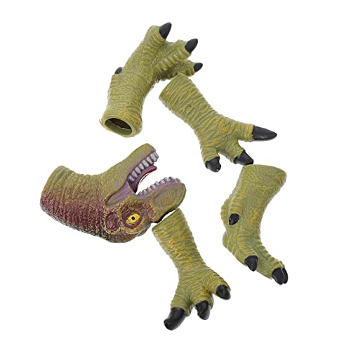 COSMEVIVI 1 Satz Dinosaurier-fingerpuppe Dinosaurierkopf Handpuppe Dino-fingerpuppe Tiere Fingerspielzeug Für Kinder Dinosaurierpuppen Bade Fingerpuppen Dinosaurier-Figur Green Vinyl von COSMEVIVI