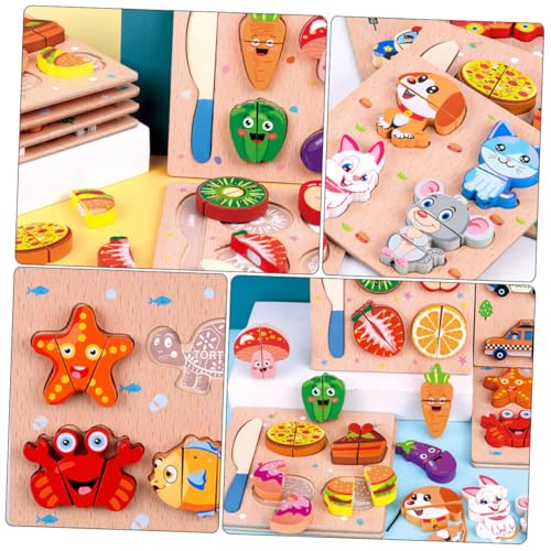 COSMEVIVI 1 Satz Gebäude Tierform Puzzle Spielzeug Puzzle Spielzeug Babys Passendes Spiel Spielzeug Lernpuzzles Rayan Spielzeug Für Kinder Kinderspielzeug Obst Spielzeug Rotes Holz von COSMEVIVI