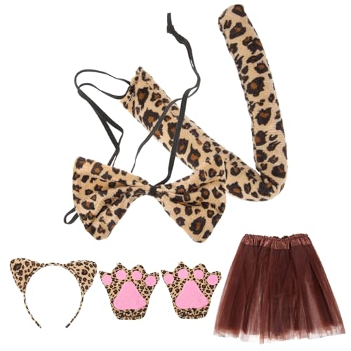 COSMEVIVI 1 Satz Haarschmuck Mit Tierohren Halloween-party-kostümzubehör Leoparden-cosplay-tutu-rock Stirnband Mit Tierohren Leopardenkostüm Tierische Tigerkostüm Tier-cosplay Garn von COSMEVIVI