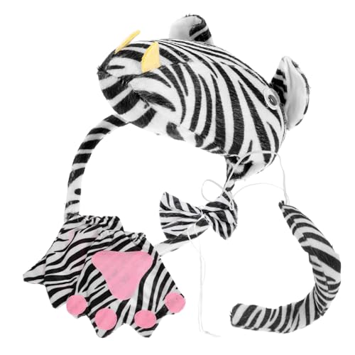 COSMEVIVI 1 Satz Halloween-zebra-stirnband Zebraschwanz Zebra-accessoires Für Damen Zebra-ohr-stirnband Ohren Eines Erwachsenen Zebras Zebra-kostümzubehör Zebra-stirnbänder Für Frauen Stoff von COSMEVIVI