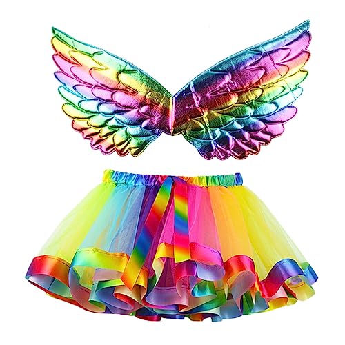 COSMEVIVI 1 Satz Kostümset für Kinder Einhorn-Stirnband für Kinder Regenbogen-Tutu-Rock für Kinder e girl kleidung kinder engelsflügel Festival-Cosplay-Kostüme Mädchen, das Kleid durchführt von COSMEVIVI