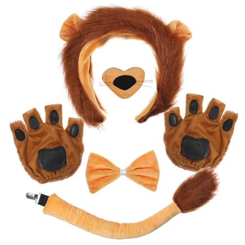 COSMEVIVI 1 Satz Löwenbekleidungszubehör Dschungelkostüm Löwenmähne Für Hund Tier-cosplay-kostüm Pfoten Halloween-cosplay-kostüm Löwen Stirnband Maske Löwen-cosplay-outfits Affenkostüm Garn von COSMEVIVI