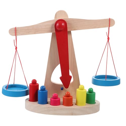 COSMEVIVI 1 Satz Mathe-zählspiel Montessori-Spielzeug Spielzeug Waage Stem Spielzeug Coole Mathespiele Waage Aus Holz Waagschale Holzmodell DIY-montagespielzeug Hölzern von COSMEVIVI