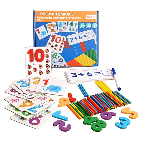 COSMEVIVI 1 Satz Mathematik Aufklärungsunterricht Vorschulpädagogisches Spielzeug Kinderspielzeug Kind Mathematik Lernspielzeug Puzzle Spielzeug Kindergarten Lernspielzeug Buntes Holz von COSMEVIVI