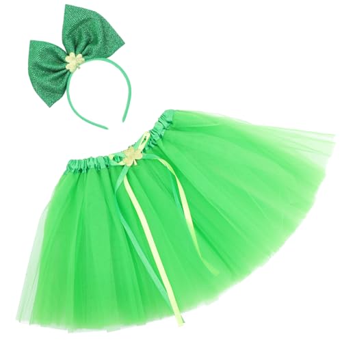 COSMEVIVI 1 Satz Partykleidung Tragegurt Dekoration Kinderkommode Schleife-stirnband St. Patricks Day Stirnband Maskerade-party-dekor Partygeschenke Tutu-rock Für Mädchen Green Gittergewebe von COSMEVIVI