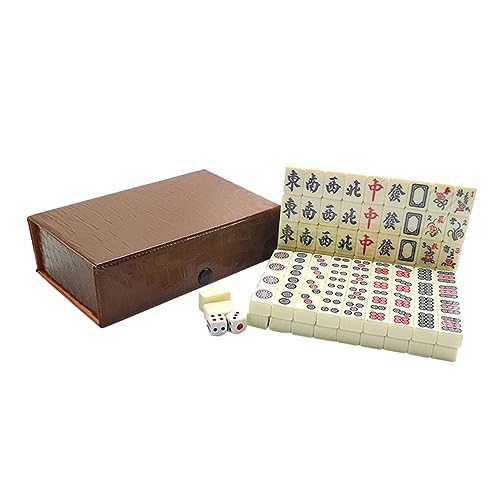 COSMEVIVI 1 Satz Reise Freizeit Mahjong Mikrospielzeug Party-Mahjong-Spielzeug Mini-Mahjong Tragbares Mahjong-Set Mahjong-Kit mit Würfeln Spielsachen für chinesisches Mahjong-Spiel Acryl von COSMEVIVI