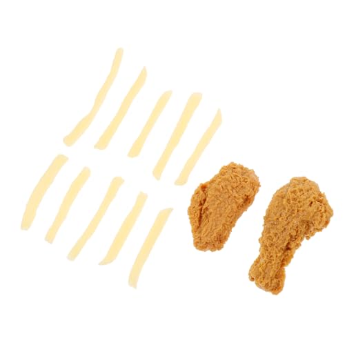 COSMEVIVI 1 Satz Simulation Hähnchen und Pommes Frites lebensechtes Brathähnchen-Modell gefälschte Pommes Frites hühner Simulation Lebensmittelmodell PVC-Chickenwing-Modell von COSMEVIVI