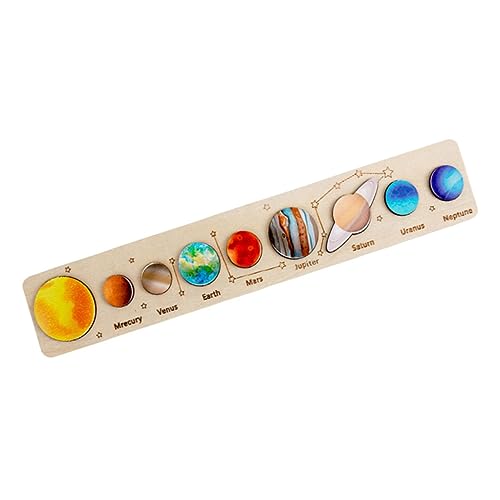 COSMEVIVI 1 Satz Sonnensystem-Puzzle Planeten Lernspielzeug Montessori-Spielzeug für die frühe Entwicklung Weltraum-Puzzle Stern-Matching-Brett Planet Spielzeug für Kinder 3-5 hölzern von COSMEVIVI