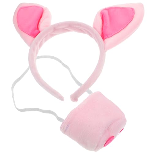 COSMEVIVI 1 Satz Stirnband-set Tierohr Ausgefallenes Tier-cosplay Halloween-schweinenase Falsche Schweinenase Schweineohren Und Nase Tierische Nase Tierkostüm Süße Schweineschnauze Tuch Rosa von COSMEVIVI