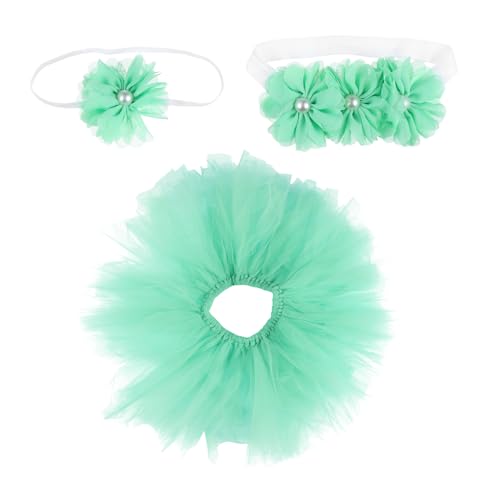 COSMEVIVI 1 Satz Tutu Rock dreiteiliges Set Outfits für Babymädchen Tutu-Kleid für Kleinkinder -Kit boxen set badeset kleidung Neugeborener Tutu-Rock Säuglingsfoto-Requisite Acryl Green von COSMEVIVI