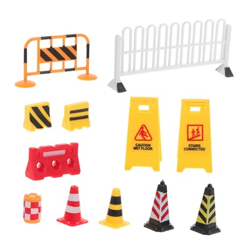 COSMEVIVI 1 Satz Verkehrszeichen Spielzeug Mini-straßensperrschild-Spielzeug Signalzeichen-Modell Mini-straßenschild Mini-barrikade Mini-lernspielzeug Für Kinder Miniatur Barrikade Plastik von COSMEVIVI